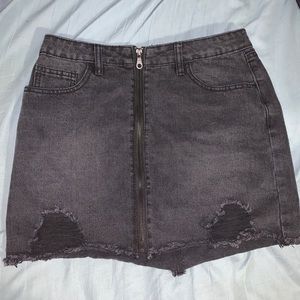 Distressed Zip Up Skirt
